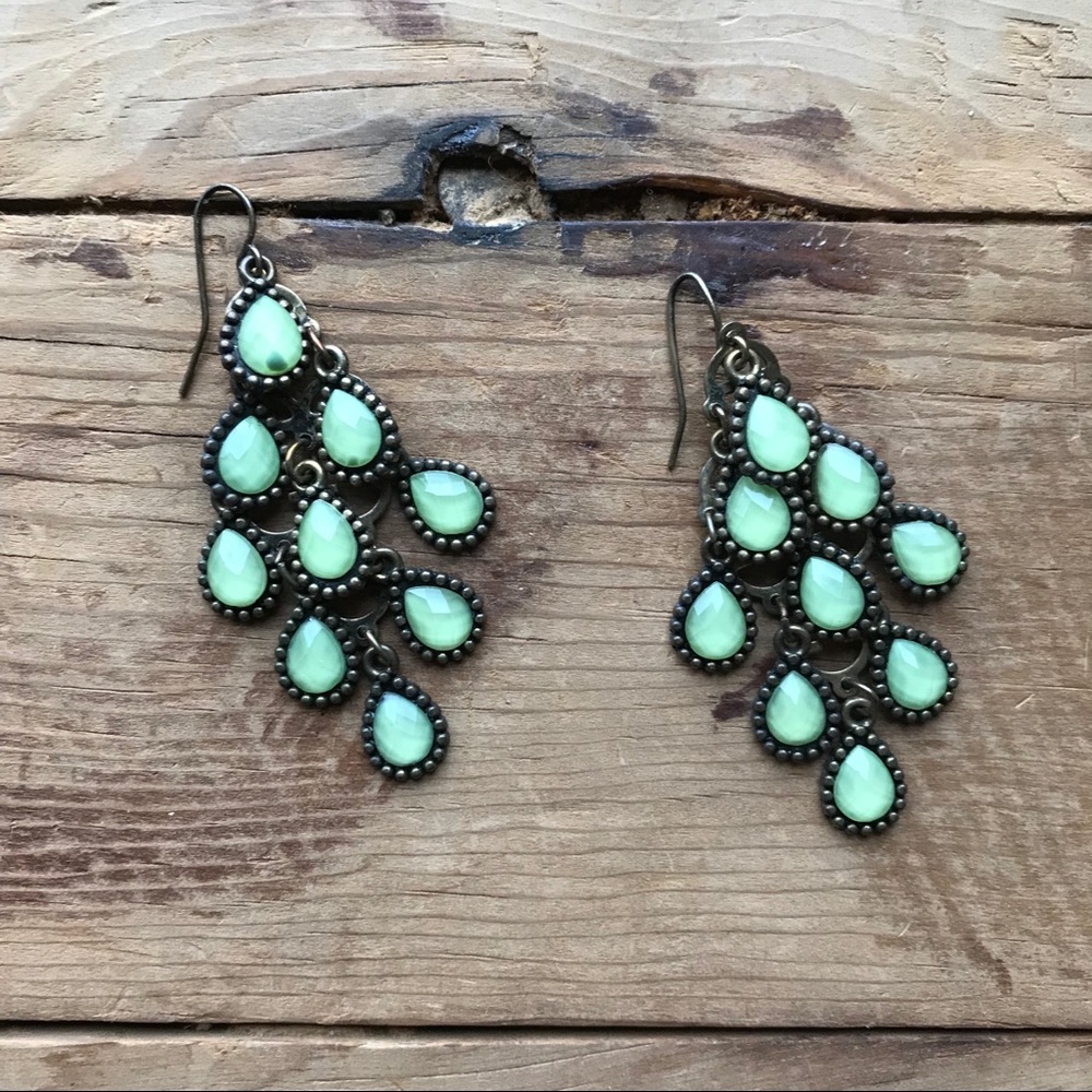 Earrings - Green/Teal Tiered Drops